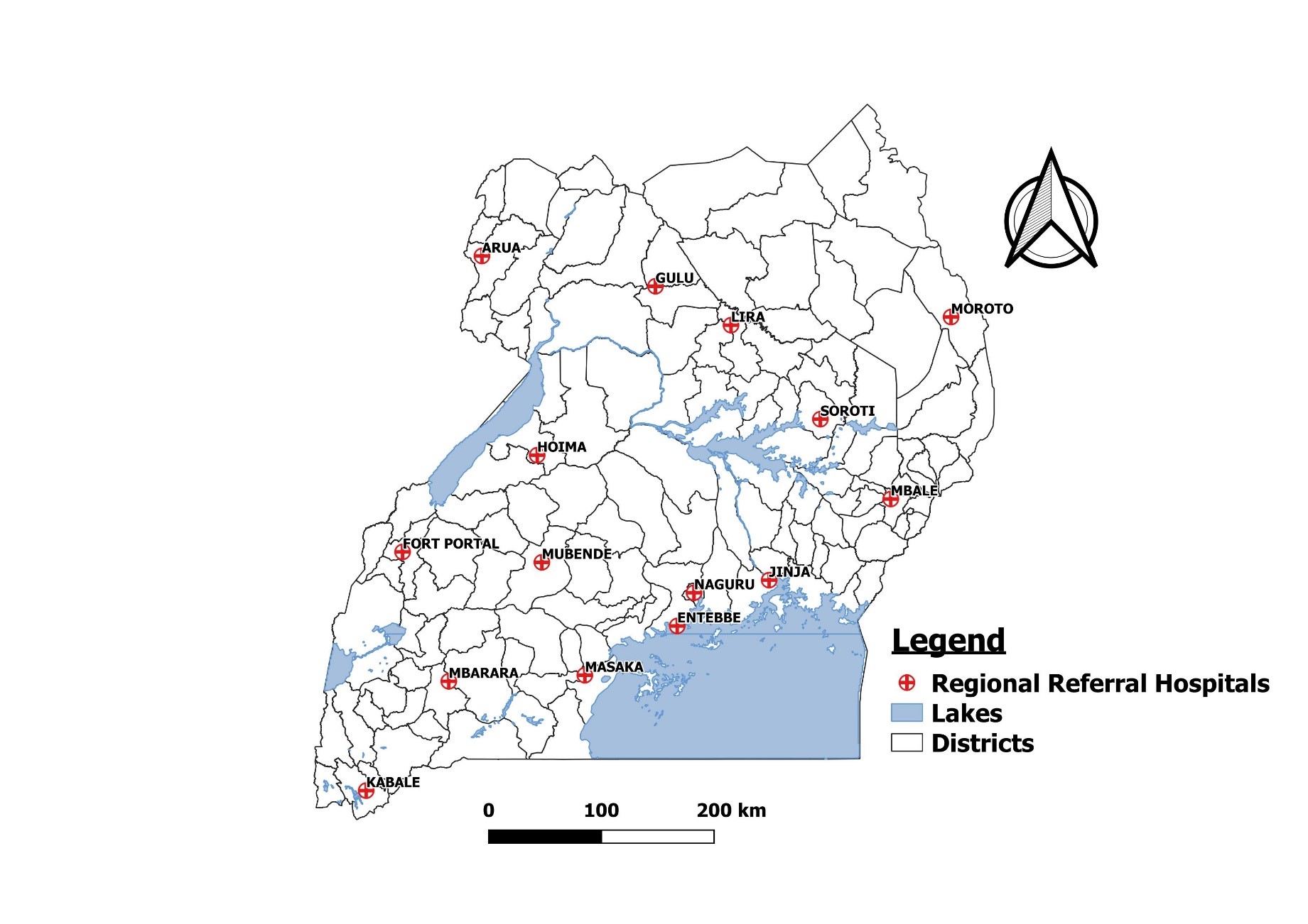 Figure 1 Location Of Regional Referral Hospitals Uganda Considered For The Study 